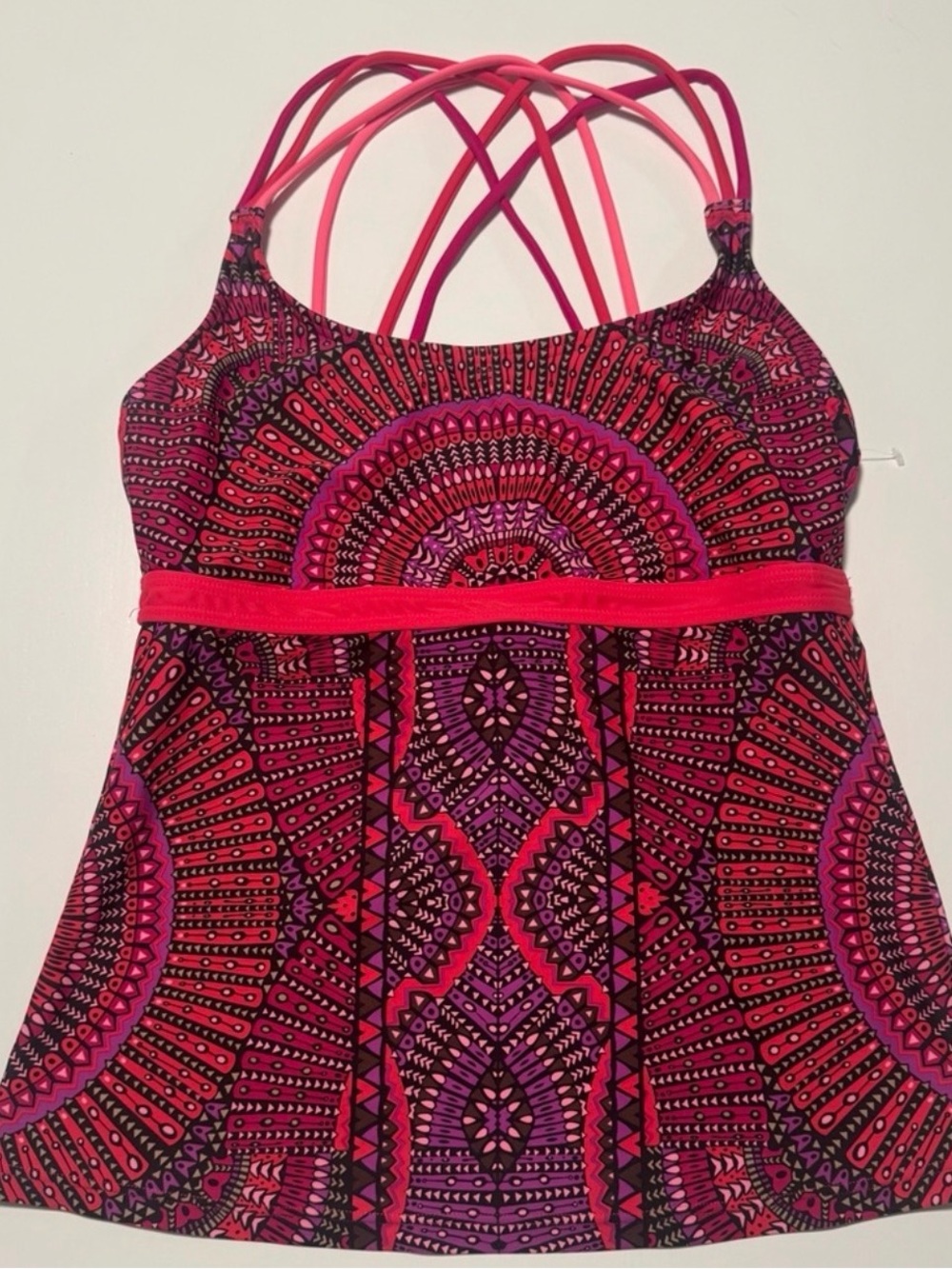 Prana Pink and Magenta Strappy Swim Tank